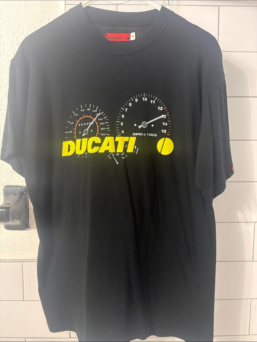 Ducati Men's Black Short-Sleeve Graphic Tee with Yellow Logo